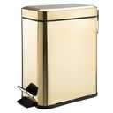 mDesign Small Modern 1.3 Gallon Rectangle Metal Lidded Step Trash Can, Compact Garbage Bin with Removable Liner Bucket and Handle for Bathroom, Kitchen, Craft Room, Office, Garage -Soft Brass