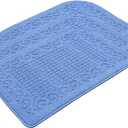 COSY HOMEER 32X20 Inch Anti Fatigue Kitchen Rug Mats are Made of 100% Polypropylene Half Round Rug Cushion Specialized in Anti Slippery and Machine Washable (Blue 3pcs)