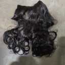 Black Thick Hairpieces Long Wavy Natural Synthetic Clip in Hair Extensions, for Women (3pcs, 16Inch)