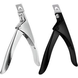 2-Pack Professional Acrylic Nail Clippers Durable Stainless Steel, Titanium-Coated for Manicure & Pedicure, Versatile for All Nail Types, Ideal Gift for Nail Art Enthusiasts (Black & Silver)