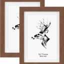 Yaetm 5x7 Picture Frame with Mat for 4x6 Set of 2, Walnut Brown, Solid Wood Photo Frames 5x7 with Tempered Glass, Display on Tabletop or Wall Mounting (2 pack, Walnut)