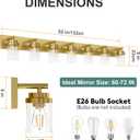 IZORRO Bathroom Vanity Light Fixture, 7-Light 52 inch Gold Bathroom Light Fixtures Over Mirror, with Clear Glass Shade, Modern Farmhouse Vanity Lights, Rustic Restroom Lighting Fixtures