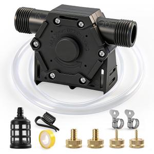 FIDISP Drill Pump for Water 750 GPH, Drill Powered Transfer Pump 12Pcs Kit with 4 Brass Adapters,Water Hose, Oil Hose and Adapter, for Water, Gasoline, Garden, Rain Barrels and Fluid Transfer