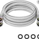 KEOKLE Washing Machine Hoses,6ft 2pack ¾" Stainless Steel Braided Washer Hoses 90 Degree Eblow Burst Proof Water Supply Lines Universal Fit to Hot and Cold Connection