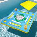 Floating Mahjong Table, 32.5in Pool Mahjong Table Floating Tary with Drink Holders Waterproof Double-Sided Floating Game Table for Mahjong Poker Card Dominoes, Cool Summer Family Pool Party, 32x32 Inch