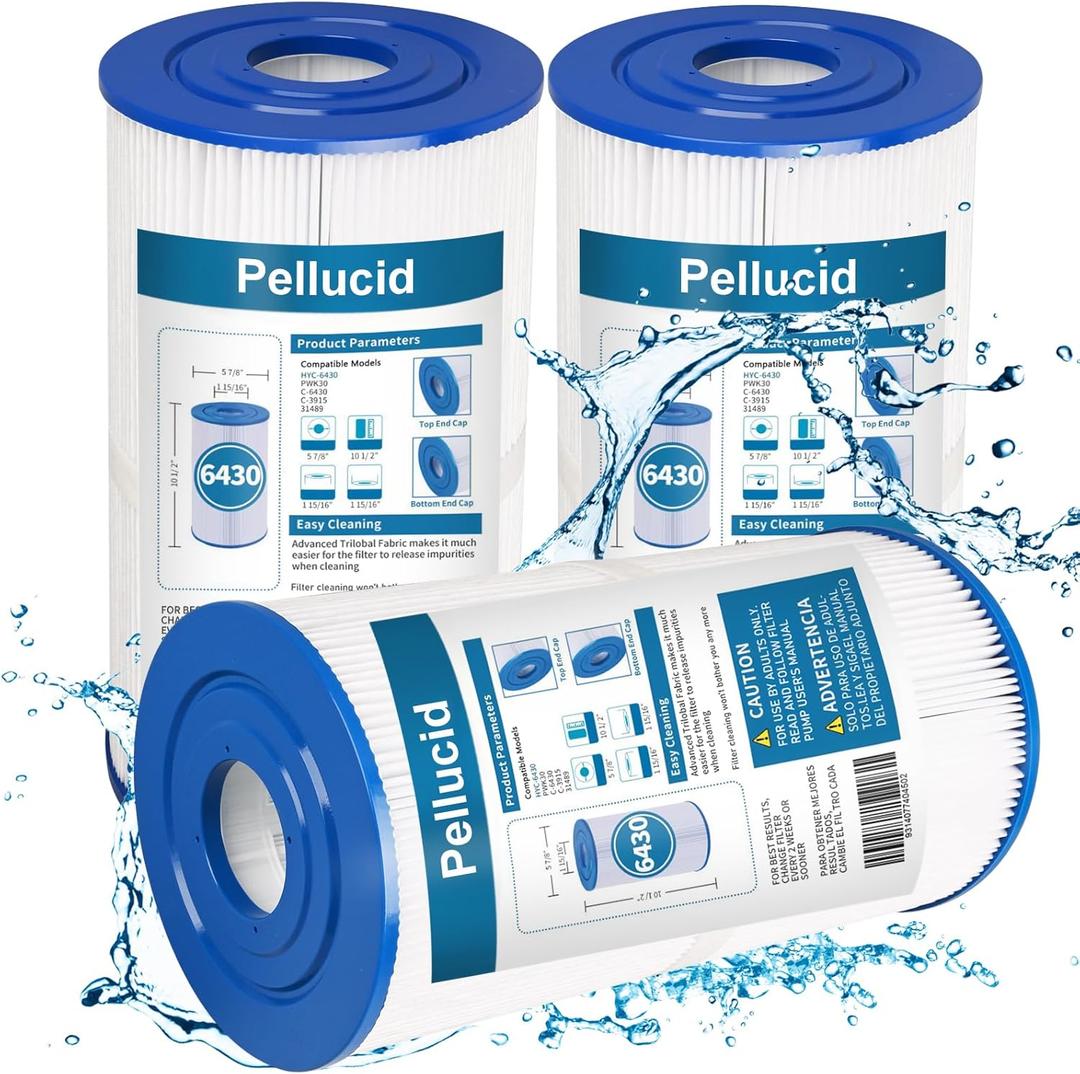 Hot Springs Spa Filters Compatible with Watkins 31489, Pleatco PWK30, Unicel C-6430, Filbur FC-3915, P/N0969601, Spa Filter with Advanced Filtration System for Longer Life-3 Pack