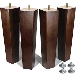 AORYVIC Furniture Legs - 12 inch Wood Bench, Chair, Square Table, Sofa Ottoman Legs - Brown Pack of 4