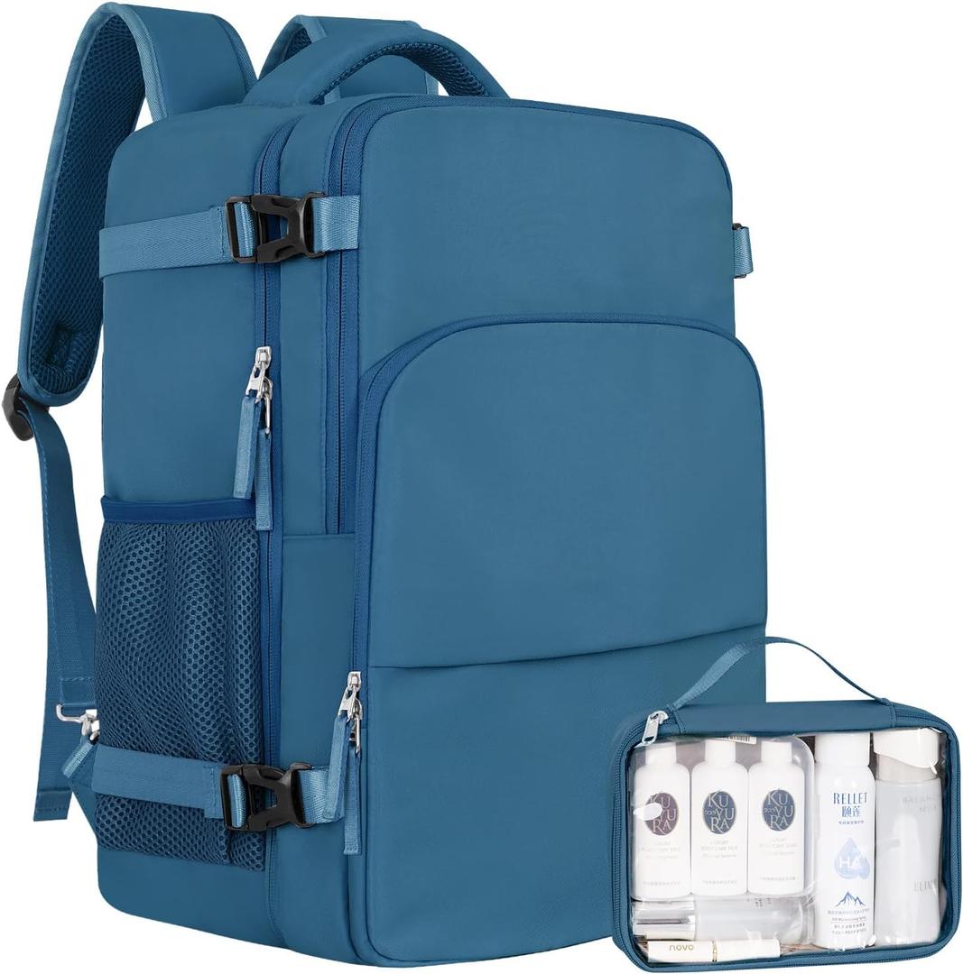 Travel Backpack, Carry on Flight Approved Backpack with Multi-Pockets, TSA Waterproof 17.3inch Laptop Backpack, Personal Item Travel Bag for Men Women, Deep Blue (X-Large)