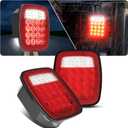 Brake Tail Lights Lamps Assembly for 1976-2006 Jeep Wrangler YJ TJ CJ, Red Square Combination Flatbed Trucks Turn Taillights, w/Backup Reverse License Rear Lights for Trailer Boat RV 12V 38LED, 2PCS