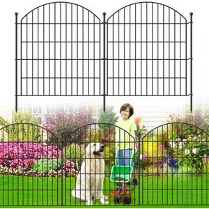 Decorative Garden Fence 32in (H) x12ft (L), 5 Pack No Dig Fence Animal Barrier for Dog, Arched Flower Bed Edging, Wire Border Panel Fencing for Yard Patio Outdoor Decor