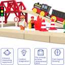 41-Piece Joy Forest Wooden Track Set with Electric Train for Toddlers & Preschoolers Aged 3 and up  Motorized Railway Engine, Bridge & Helicopter | Compatible with Brio & Thomas