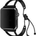Metal Bands Compatible with iWatch 46mm, Bracelet Stainless Steel Replacement Band Adjustable Straps Compatible with Apple Watch 42mm 44mm 45mm 46mm Ultra 49mm Series SE/11/10/9/8/7/6/5/4/3/2/1 (Black)