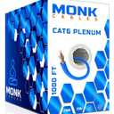 MONK CABLES | CAT6 Plenum Cable 1000ft | UTP, 23AWG, 550MHz | DSX-8000 Certified | Most Certified Cable of The Whole Market (Blue)