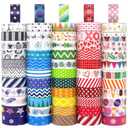60 Rolls Cute Washi Tape Set, Decorative Colored Tape for Holiday, Washi Tape for Christmas,Scrapbooking Supplies, Bullet Journals, DIY Craft, Gift Wrapping, Planners, 15mm Wide (blue)