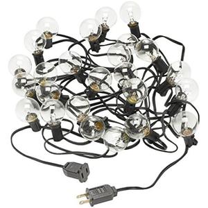Radiance Clear String Globe Lights, 25 ft, Black Wire, G40 Bulb