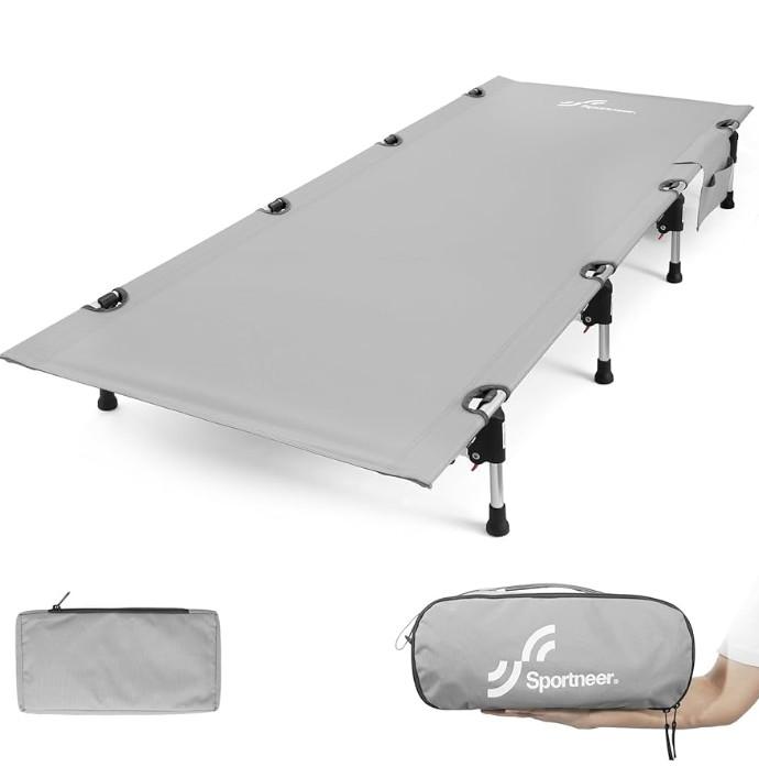 Sportneer Camping Cot, Folding Cots Lever Lock Portable Lightweight Sleeping Camping Bed for Adults Outdoor Travel Backpacking Camp Hiking Supports 330lbs
