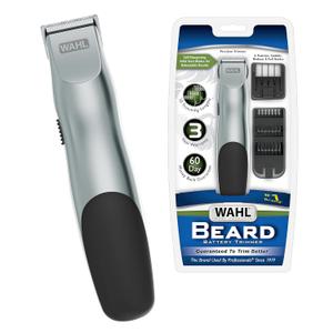 Wahl Groomsman Battery Operated Facial Hair Trimmer for Beard & Mustache Trimming Including Light Detailing and Body Grooming  Model 9906-717V (Silver)