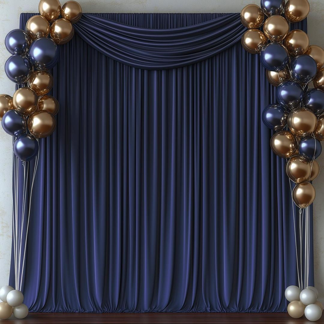 10x10FT Navy Blue Backdrop Curtains for Wedding Parties, Wrinkle Free Photo Backdrop Curtains for Wedding Birthday Party Baby Shower, Fabric Drape with Rod Pockets 5ft x 10ft, 2 Panels
