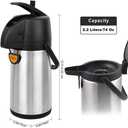 Airpot Coffee Dispenser Thermal with Pump,2.2L/74Oz Insulated Stainless Steel Large Airpot Coffee Carafe Lever Action for Hot/Cold Water,Thermal Carafes for Hot Cocoa for Parties