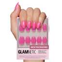 Glamnetic Press On Nails - Hot Pink | Opaque Bright Neon Pink Short Oval Fake Nails, Reusable | 15 Sizes - 30 Nail Kit