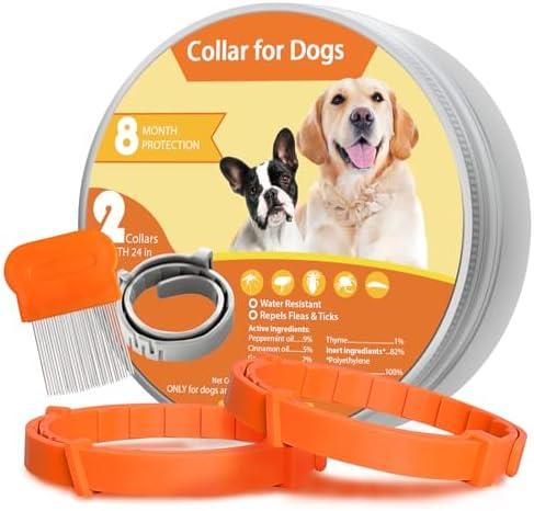 Flea Collars for Dogs, Dog Flea & Tick Control Flea Collar 8 Months Protection, Waterproof Dog Flea Collar, Flea Prevention for Dogs with Comb