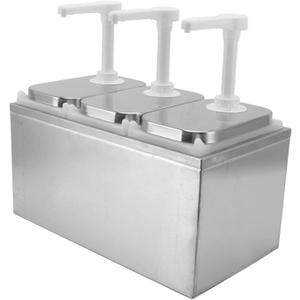 2/3L Sauce Dispenser Pump, Stainless Steel Condiment Pump Station Condiment Pump Dispenser, Ketchup Salad Jam Seasoning Sauce Single Head Dispenser, 1L Capacity Each Jar(1L Triple)