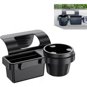 Car Door Window Organizer, Multi-functional Vehicle Storage Organizer Rack, ABS Insert Installation Cup Holder & Phone Stand, Universal for Most Cars, Trucks, SUVs (Black #B)