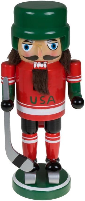 Clever Creations Hockey Player 9 Inch Traditional Wooden Nutcracker, Festive Christmas Dcor for Shelves and Tables