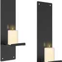 OYEFLY Set of 2 Metal Wall Candle Sconces,Black Vintage Hanging Candle Holders Decor (Black)