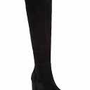 Women Kitten Heel Over Knee High Boots Square Toe Matte Pull On Wide Calf Pleated Low Heel Thigh Boots Stylish Retro Dress Boots Chic Party Comfy 8,5