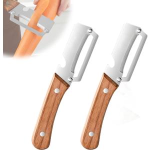 Zero Snag Wooden Peeler, Multifunctional Vegetable Peeler, 2026 New Stainless Steel Peeler with Wooden Handle and Bottle Opener, Kitchen Tool for Fruit Veggie Pumpkin, Gifts for Mom (2PCS)