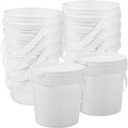 10 Pack 1.4 Quarts White Plastic Buckets with Lids and Handles Compact Portable Containers for Organizing Dry Food, Paint, Camping Gear, Fishing Accessories