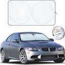 EcoNour Car Windshield Sun Shade | Reflective Sunshade for Ultimate Protection | Overlapping Design | 240T Polyester | Fits Small Sedans, Mini SUVs, Hatchbacks | Medium (64x32 inches)