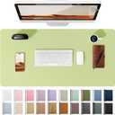 YSAGi Leather Desk Pad Protector, Office Desk Mat, Large Mouse Pad, Non-Slip PU Leather Desk Blotter, Laptop Desk Pad, Waterproof Desk Writing Pad for Office and Home (Peak Green, 23.6" x 13.8")