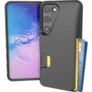 Smartish Galaxy S23 Wallet Case - Wallet Slayer Vol. 1 [Slim + Protective] Grip Credit Card Holder - Drop Tested Hidden Card Slot Cover for Samsung Galaxy S23 - Black Tie Affair