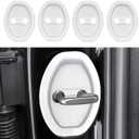 4PCS Door Latch Lock Cover, Upgraded Silicone Car Door Strike Protector, Silent Shock Vehicle Doors Locks Guard, Universal Accessories Car Doors Edge Protector for Most Vehicles(White)