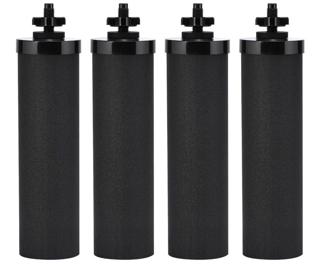 Water Filter Replacement for Berkey Water Filter System, 4 Black Elements Activated Carbon Filters, Compatible with Berkey Gravity Water Filtration System, 4 Pack