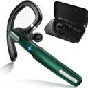 Bluetooth Headset, Wireless Bluetooth Earpiece V5.0 Hands-Free Earphones with Built-in Mic for Driving/Business/Office, Compatible with iPhone and Android (Green)