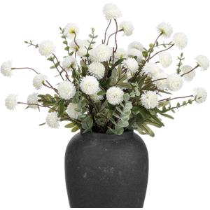 30 Pcs Faux Flowers Kiku White Included10 Small Mini Chrysanthemum and 20 Eucalyptus Stems Realistic Artificial Flowers Pom Pom Balls for Room Decor Floral Arrangements Centerpiece