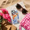 for iPhone 13 mini Case, Mediterranean Aperol Collage Pattern, Military-Grade Drop Protection, Playful Coastal Soft Slim TPU Protective Cover with Camera Protection for Women & Girls (BeachsidePub)