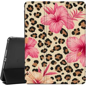JOYLAND for iPad Air 13 Inch Case M3 2025/M2 2024 with Pencil Holder-Auto Wake/Sleep,Leopard Print&Flower Anti-Scratch Shockproof Premium Folio Stand Case,Black