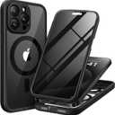 TIESZEN for iPhone 15 Pro Max Case, Compatible with MagSafe, Built-in Privacy Screen Protector and Camera Protection, Anti Spy Full Body Dustproof Shockproof Hard Phone Case 6.7", Black