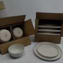 Famiware Mars Plates and Bowls Set, 12 Pieces Dinnerware Sets, Dishes Set for 4, White