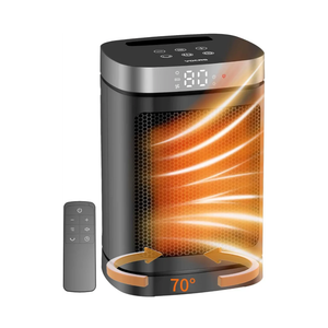 Space Heater, Portable PTC Ceramic Heater for Indoor Use, 1-12H Timer, Remote Control, 70° Oscillation, Overheat & Tip-Over Protection, Suitable for Office and Bedroom
