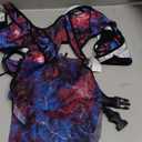 Avidlove Rave Outfits for Women Festival Sexy Lingerie Bodysuit Buckle Shrug Crop Top Set (Medium, Purple Tie Dye)