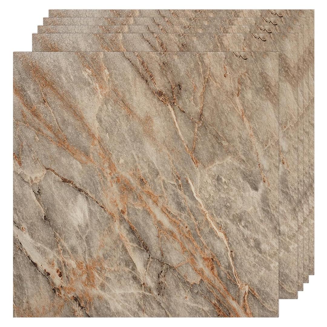 VallisCo 30-Pack Peel and Stick Vinyl Floor Tiles, 12"x12" Self-Adhesive Waterproof Peel and Stick Flooring Planks DIY for Bathroom, Kitchen, Living Room, Cover 30 Sq. Ft Marble Pattern