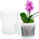 Plant Pots 7 Inch Set of 6, Clear Plastic Nursery Pot with Drainage Holes and Saucers, Flowers Planter for Indoor Outdoor Plants