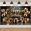 Black Glod Birthday Party Backdrop Luxury Black Glod Happy Birthday Banner Photography Background for Home Decorations Party Supplies 70.8 x 47.2 Inch
