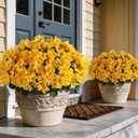 3 x 16 Bundles Artificial Flowers for Front Door, Fake Silk Azalea Bouquet Silk Flowers for Outside UV Resistant Realistic Faux Plants for Planter Farmhouse Patio Garden Walkways Home Decor (Yellow)