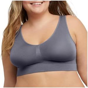 JUST MY SIZE Hanes Women's Seamless Bralette, Pure Comfort Light Support Pullover Bra, Plus Sizes 5XL